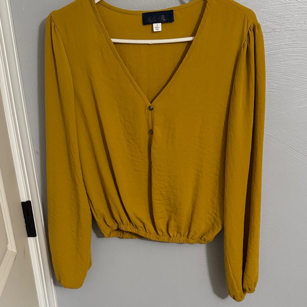 Blue Rain Mustard V-Neck Blouse